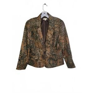 Vintage Coldwater Creek Women's Blazer Size 14 Brown Leopard Print